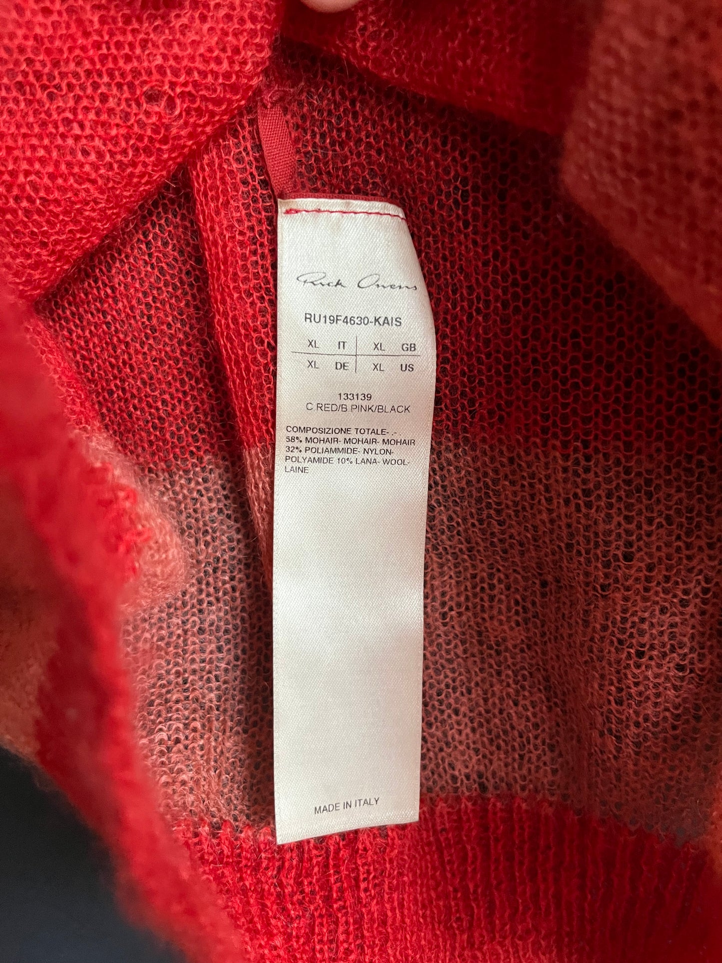 FW19 “Larry” Rick Owens Mohair Knit