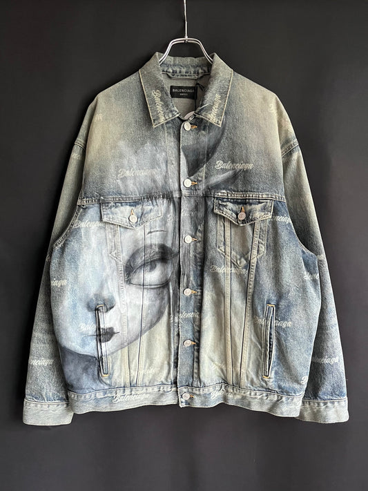 Heart X Balenciaga Hand Painted Denim Jacket NWT
