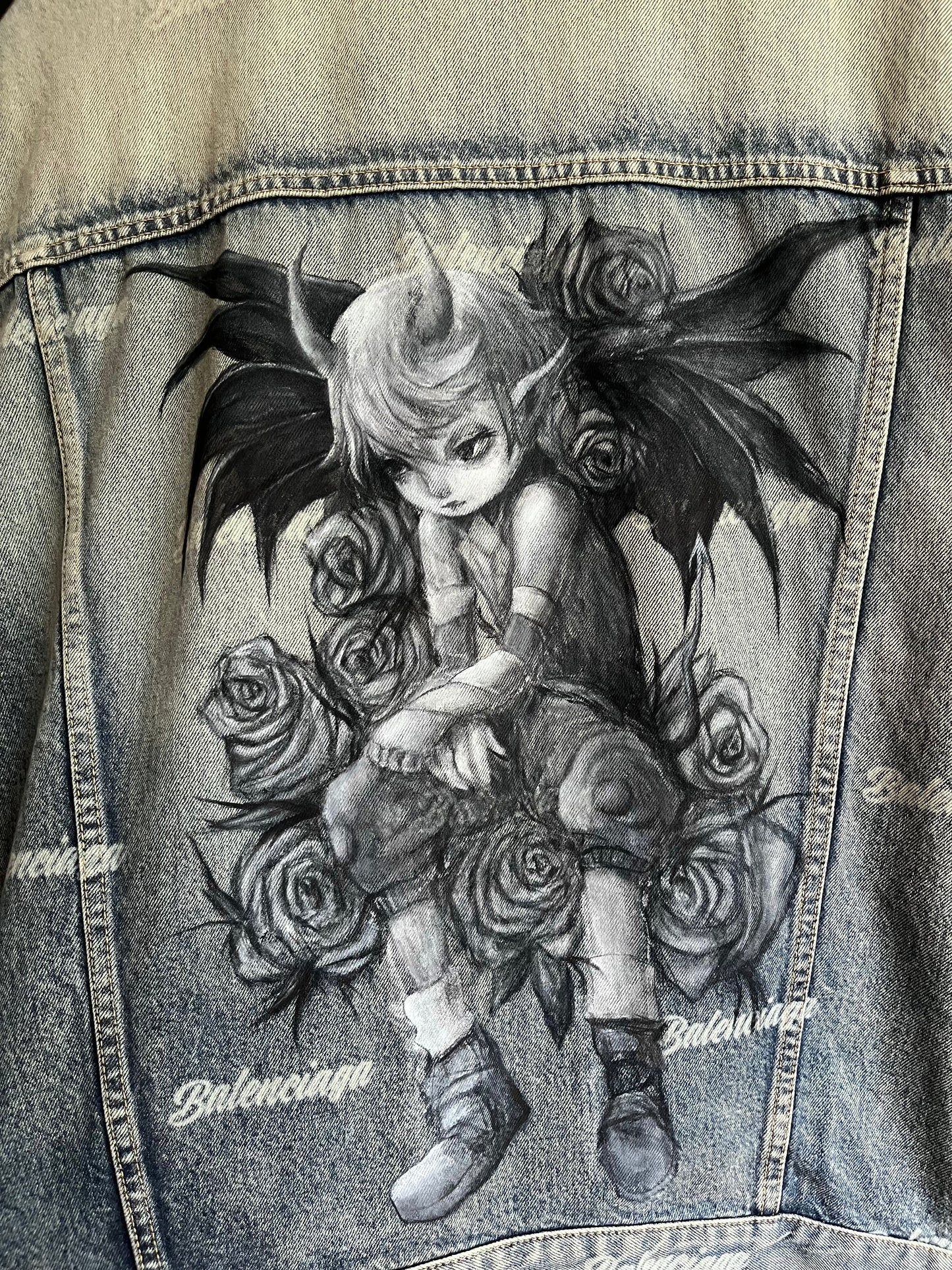 Heart X Balenciaga Hand Painted Denim Jacket NWT
