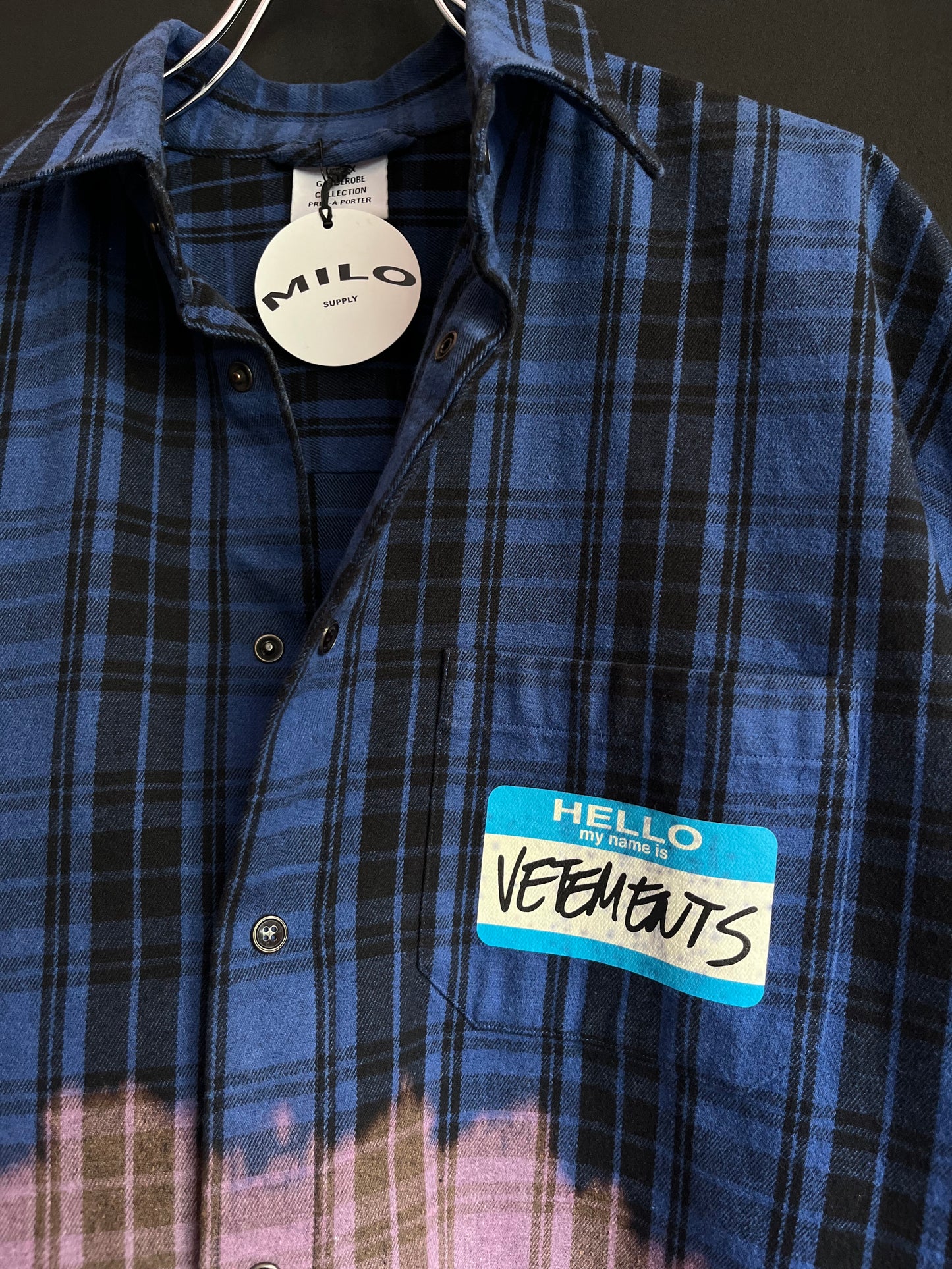 SS23 Vetements Name Tag Bleached Flannel