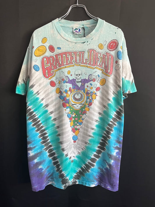 1991 Liquid Blue Grateful Dead Thrashed Poker Tie Dye Tee