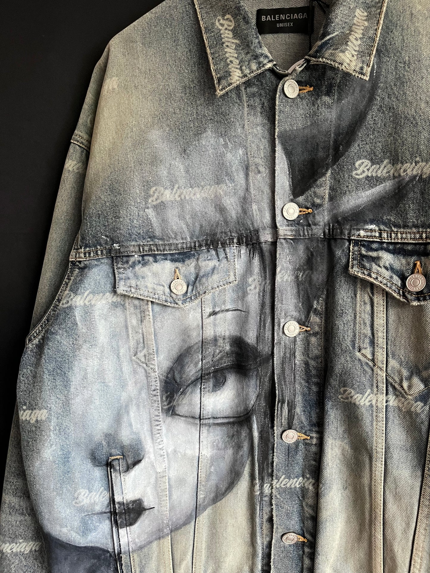 Heart X Balenciaga Hand Painted Denim Jacket NWT
