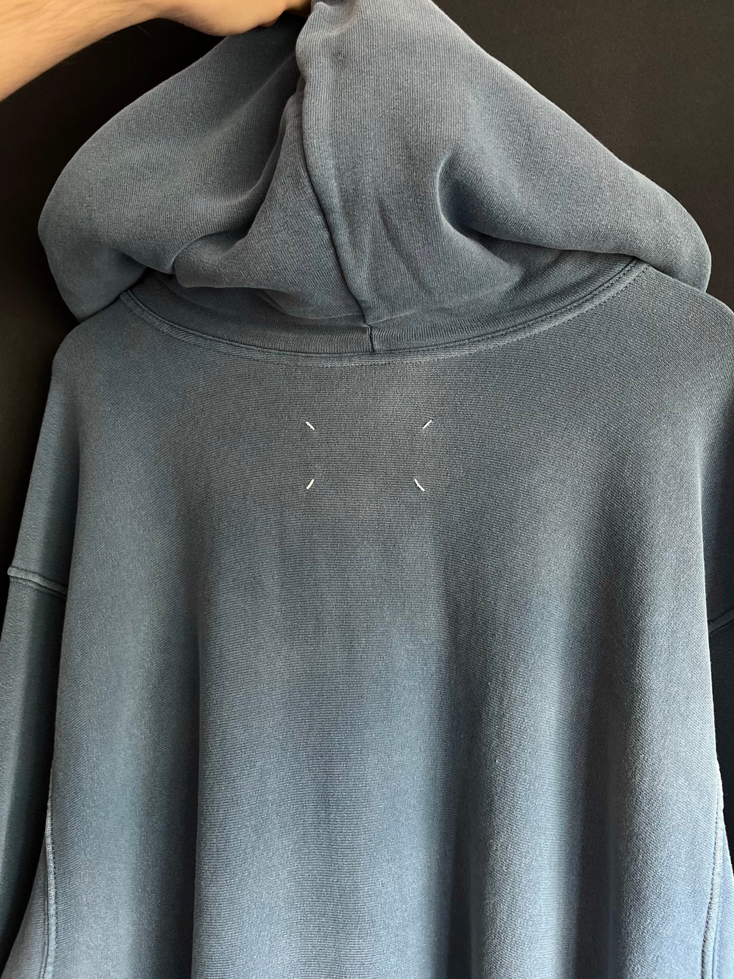 Maison Margiela Raw Edge Blue Patch Letter Hoodie