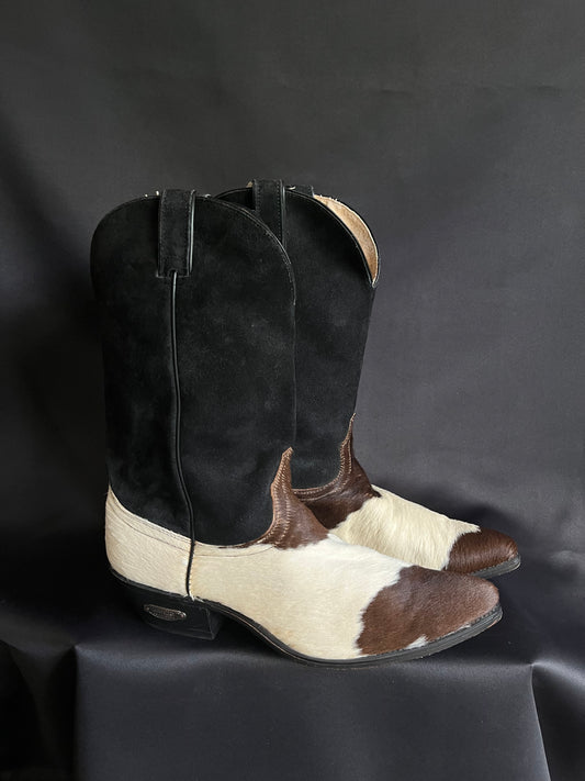Vtg Cow Fur Made in USA Cowboy Boots (12US)