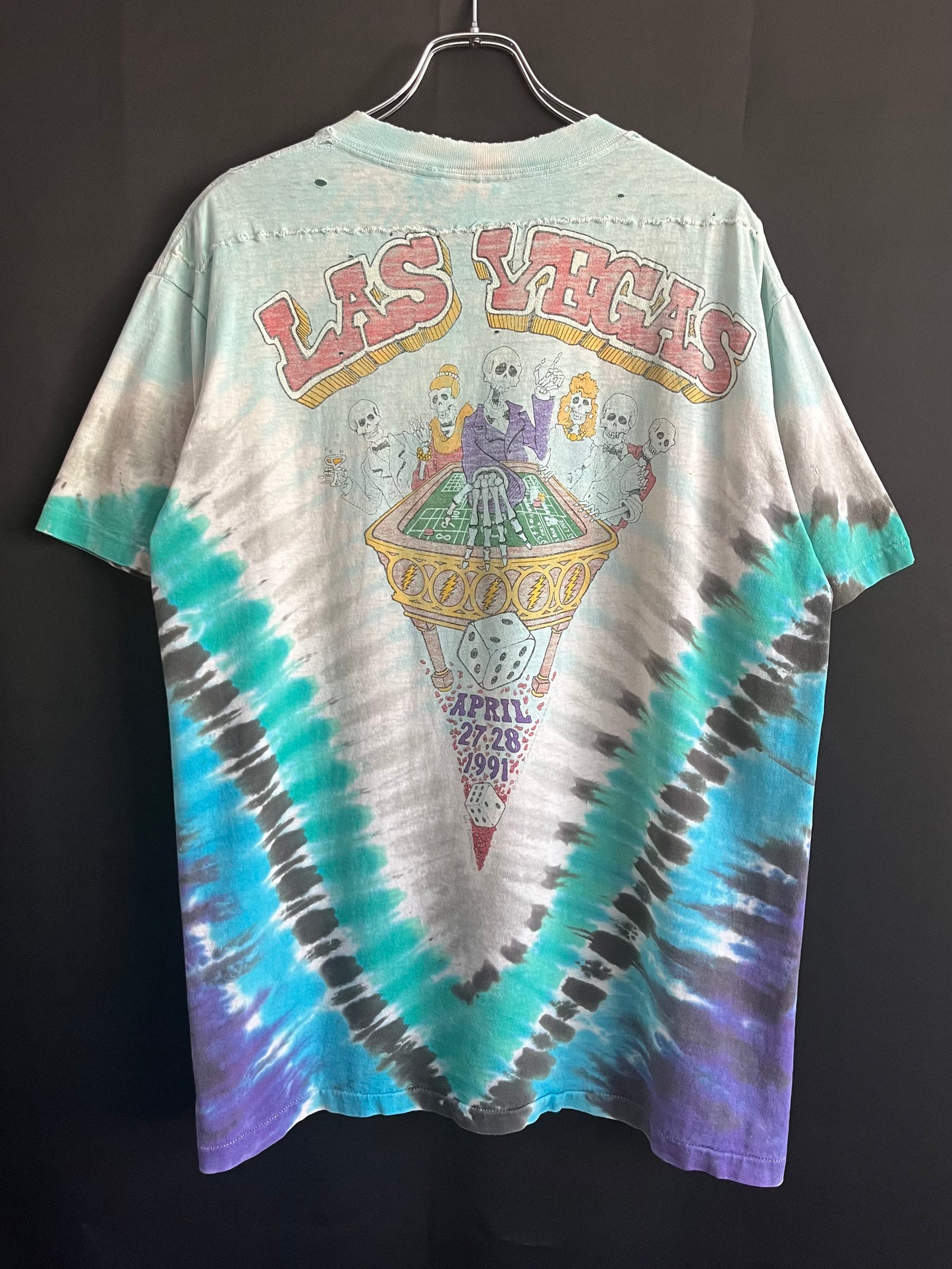 1991 Liquid Blue Grateful Dead Thrashed Poker Tie Dye Tee